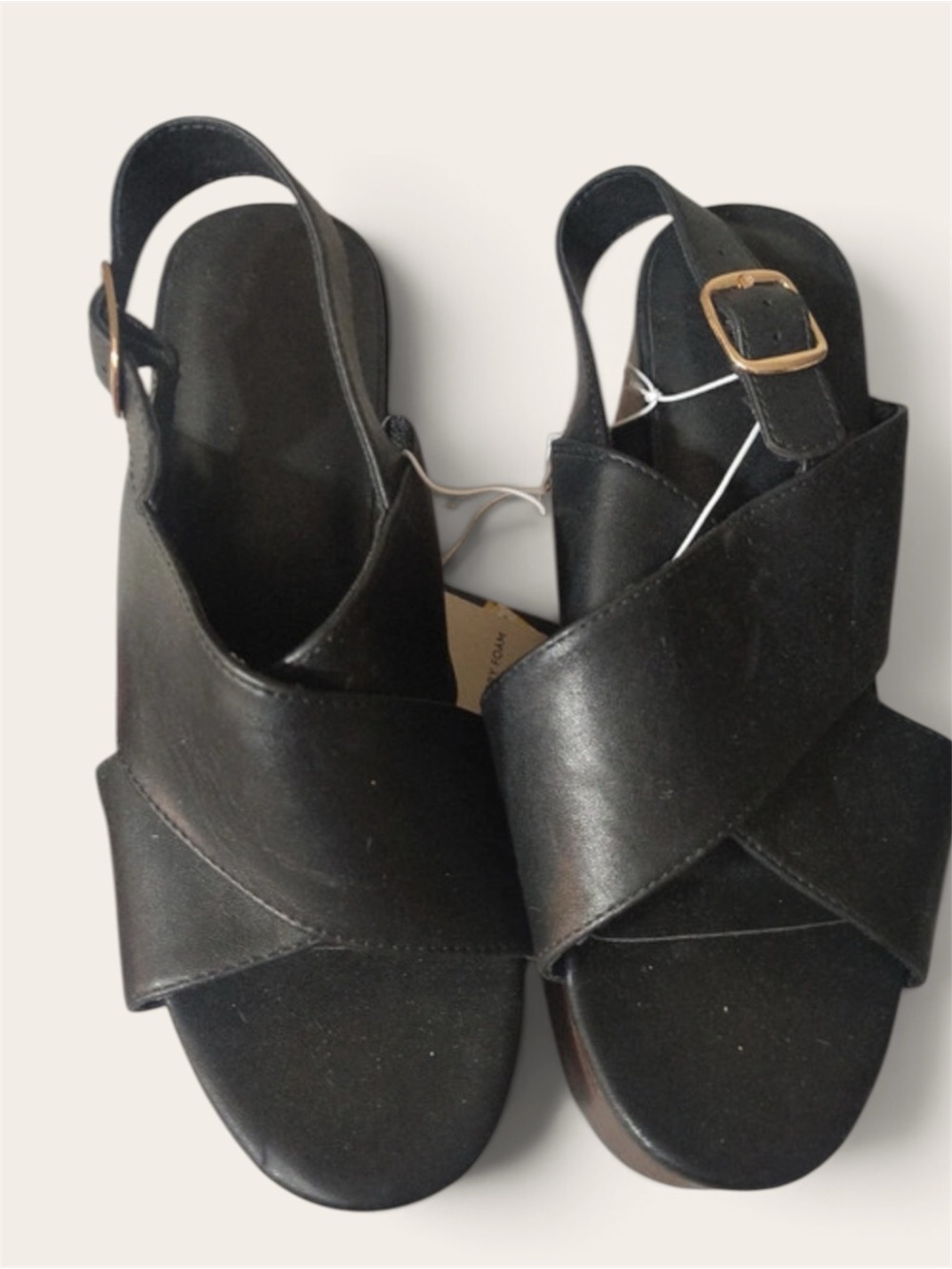 Universal Thread Black Crisscross Platform Slingback Sandals
